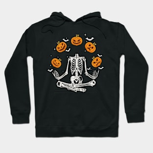 Funny Spooky Meditating Yoga Skeleton Halloween Pumpkins Hoodie